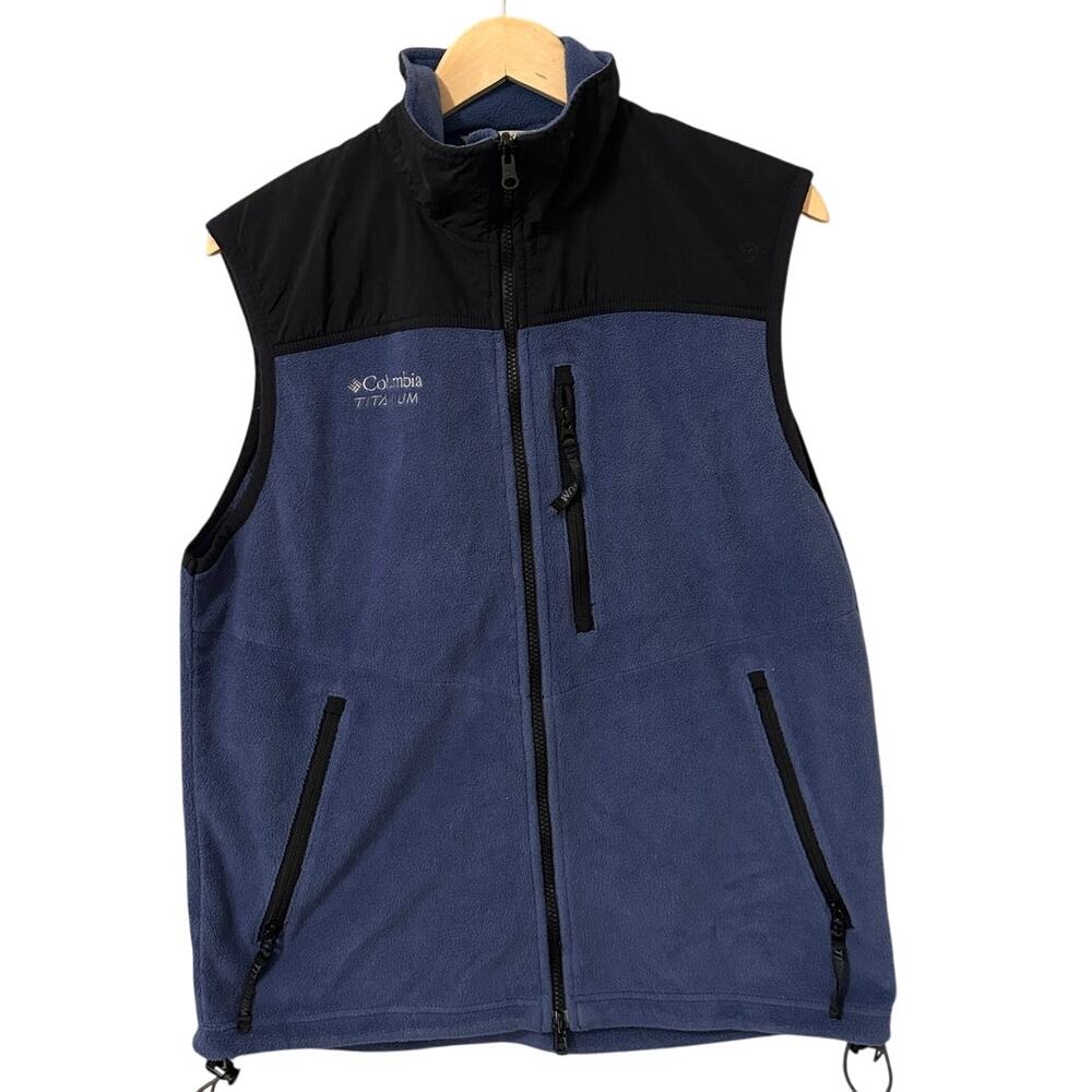 Columbia Titanium Interchange Fleece Vest Men’s Medium Blue ZipUp Outdoor Hiking